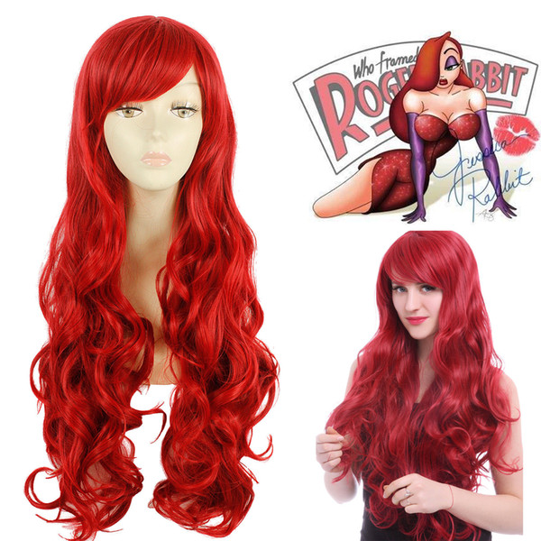 Who Framed Roger Rabbit Jessica Cosplay Wig Red Wavy Wave Curly Hair Women Wigs