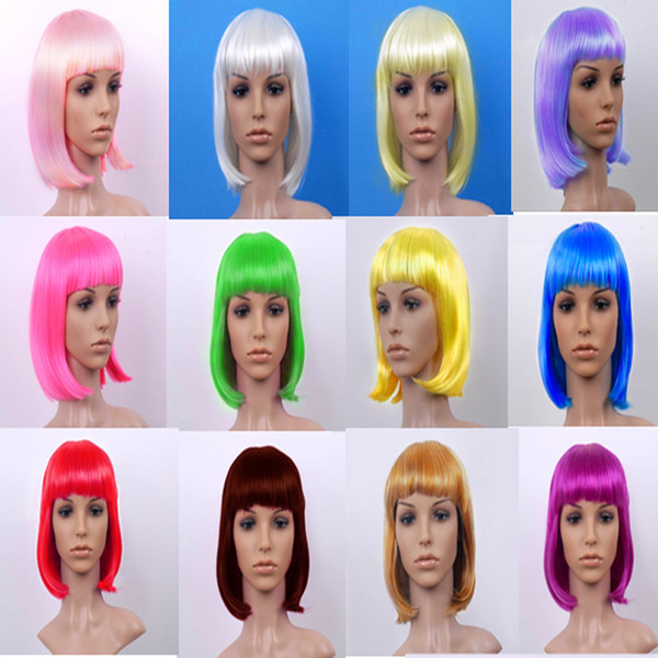 Children's Performing Beautiful Pale 15 Color Mix Wig Bobo Head Watching Anime Wig