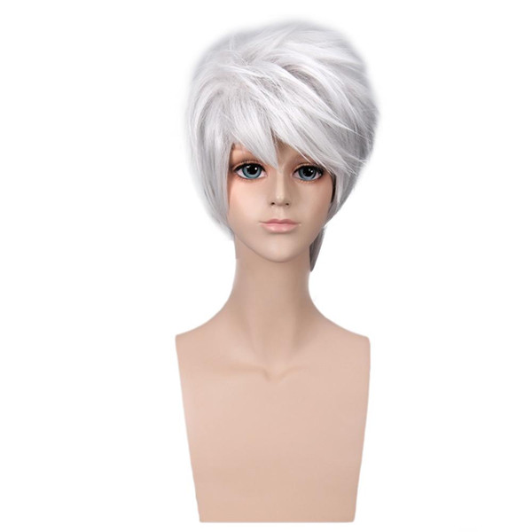 Handsome Boy Silver Grey Short Anime Cosplay Wigs Anime Naruto Hatake Kakashi Cosplay Wig Halloween Short Light Silvery Grey Play Wig