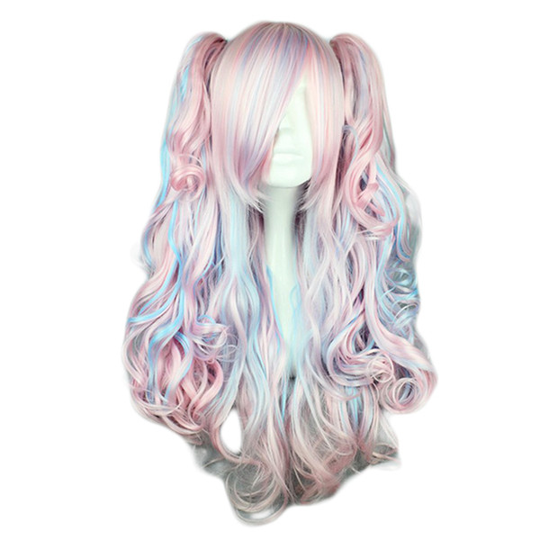 Kyoko Lolita Wigs Body Wave High-Temperature Bang Blue Pink Icecream Colors Cosplay Coser Love Hairpieces