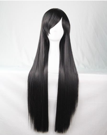 long hair wigs Animation cosplay wigs straight oblique bang pure 80 cm black blue 20 color