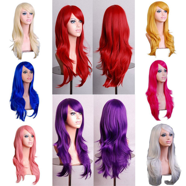 Manufacturers direct sales of 70CM long hair air volume high temperature silk multi-color hair Cosplay wigs spot R0013