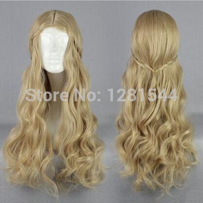 Free shipping New Movie Maleficent Wig Princess Aurora Long Wavy Mixed Blonde Wig with braid Cosplay Anime wig