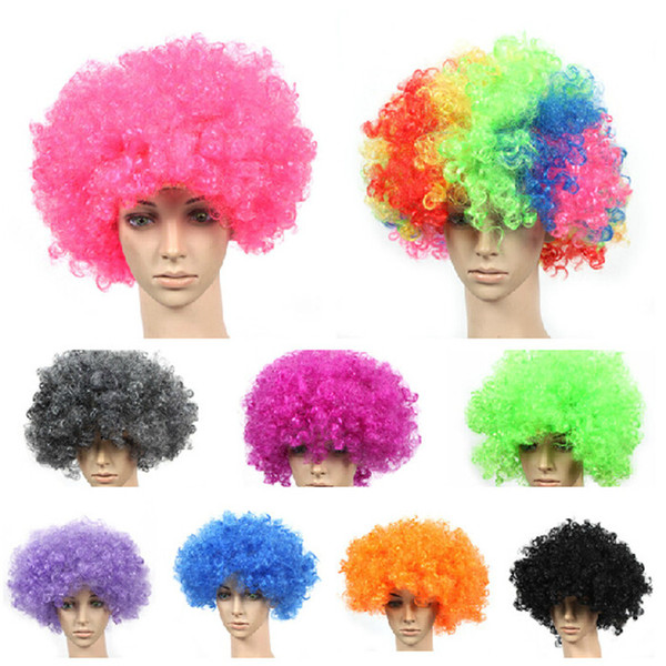 150pcs new arrive clown wig Football Fan Party Wigs colors Afro Clown Hair Child Adult Costume Football Fan Wig Hair 13 colors D317