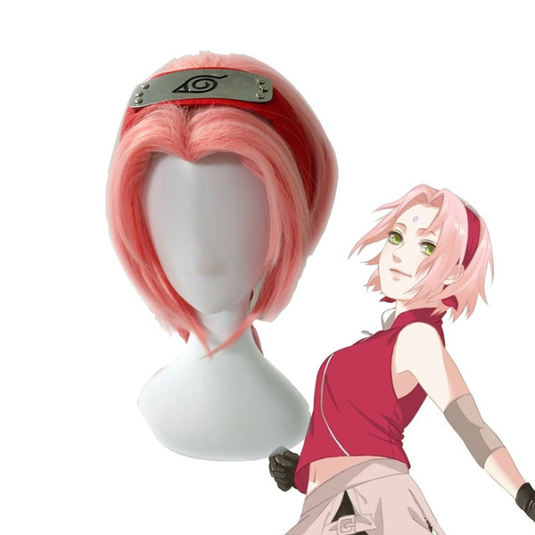 Naruto Haruno Sakura Short Cherry Pink Styled Heat Resistant Costume Wig