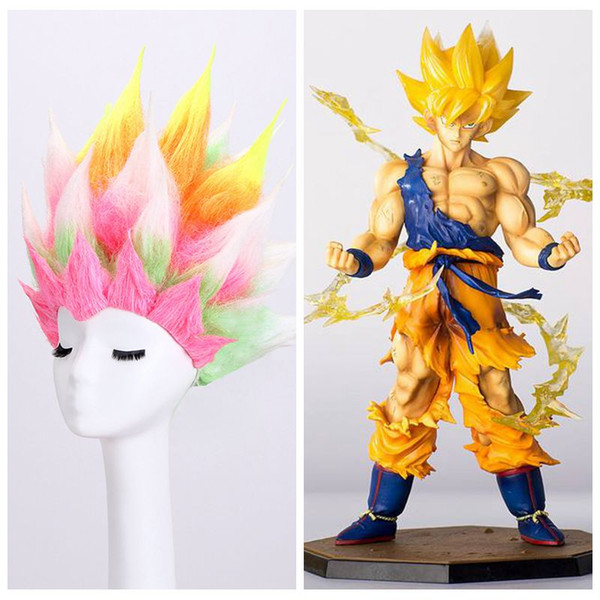 Z&F Cosplay Wigs Dragon Balls Z Super Saiyan Colorful Cool Son Goku 20cm Anime wigs Men Adult Women Hair