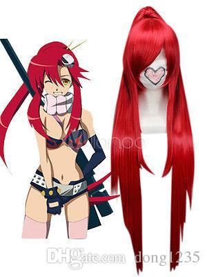 Free New High Quality Fashion Picture wig >>Fashion Sexy Long Red Straight Gurren Lagann Yoko Nylon Cosplay Wig