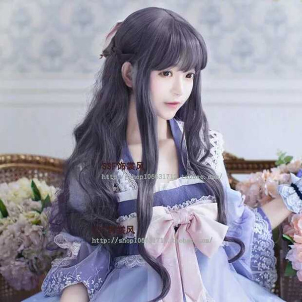 long hair woman realistic bang lolita wig sheath