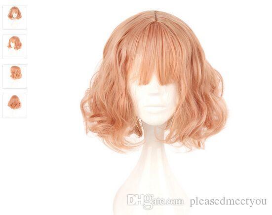 MCOSER Japan and South Korea Wig Air Bang Paragraph With Daily Harajuku Pink Gold Cosplay Wig 100% High Temperature Fiber