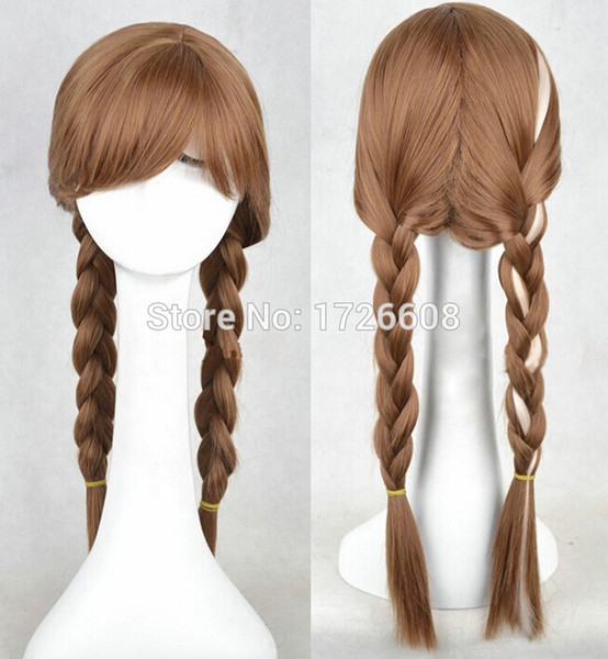 Popular cartoon girl braiding Hair FR0ZEN Wigs children Cosplay Wig princess white fluffy long braided hair