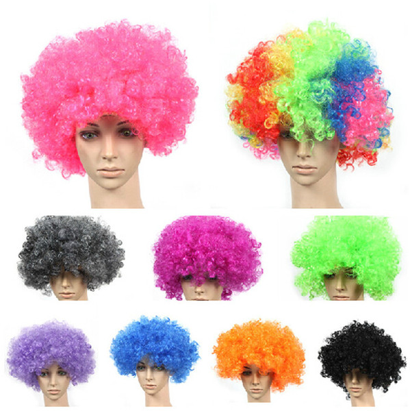 new arrive clown wig Football Fan Party Wigs colors Afro Clown Hair Child Adult Costume Football Fan Wig Hair 13 colors D317