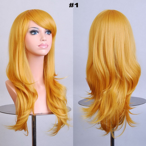 Long Big Curly Cosplay Wig Lace Front Wig High Temperature Fiber 70 CM Length And 12 Colors For Selection