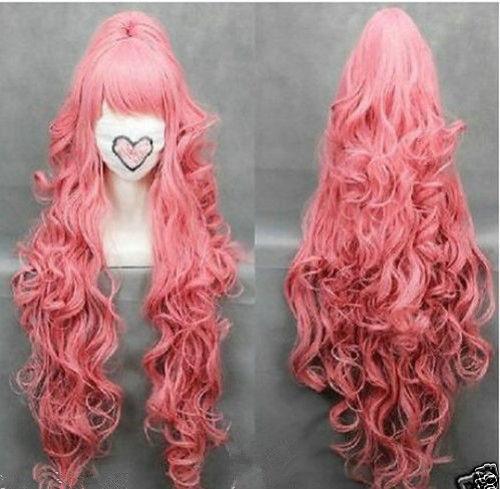 2016 Best Sellers store dong1235 wig shop>>100cmVOCALOI D-Megurine Luka PINK Anime Cosplay wig+1Clip On Ponytail