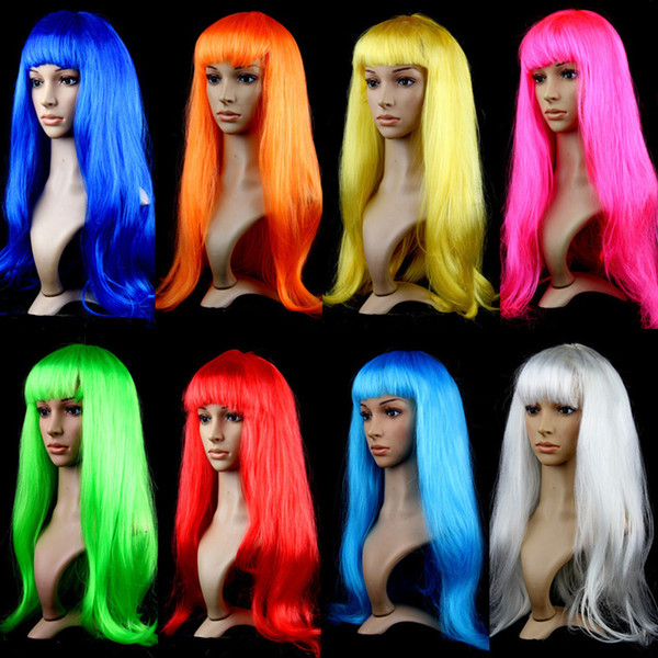 Women Anime Cosplay Wigs 15 colors Long Straight Synthetic Hair Wigs Stage Cosplay Colored Halloween Costume Cosplay Wig Party Wigs Hot Sale