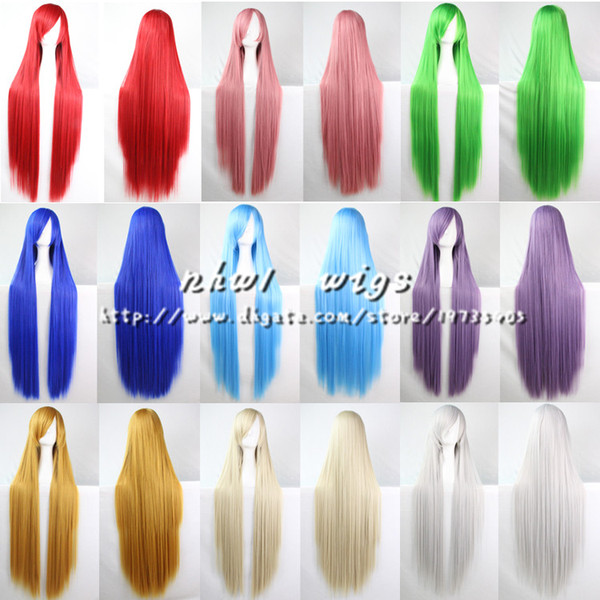 Women Anime Cosplay Wigs 100cm/40'' Long Straight Hair Synthetic Ladies Party HighTemperatue Wig Heat Resistant