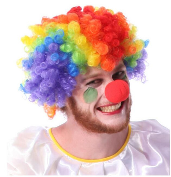 Christmas Halloween cosplay wigs Party Clown Wigs Rainbow Afro Hairpiece Children Adult Costume Football Fan wig Explosion Head Wigs