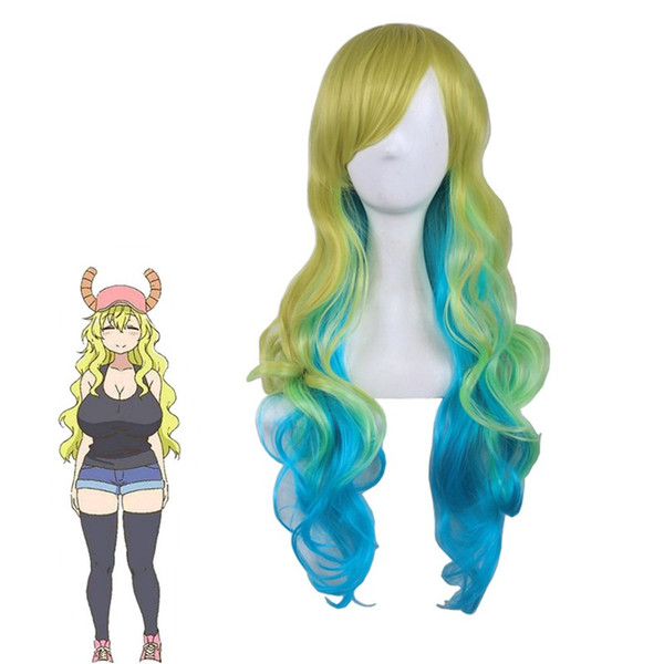 Z&F Kobayashi-san Chi no Maid Dragon Sexy Lucoa Cosplay Ombre Wave 75CM Long Wigs Family Home Party