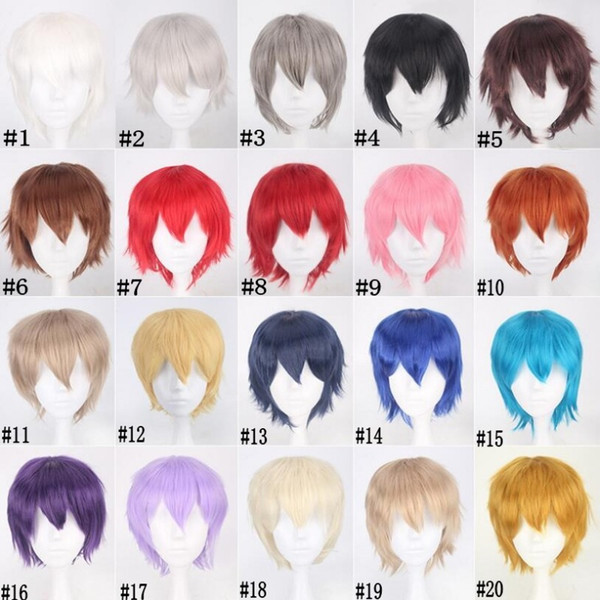 30 cm Short Cosplay Wigs Golden Short Fluffy Layered Cosplay Wigs Heat resistance Fiber Synthetic Hair 20 Colors Cosplay wig