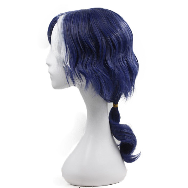 Long Navy Blue Synthetic Cosplay Wig With Fake Bangs Little Scorpion Bradied Wigs Perucas Cosplay Wig