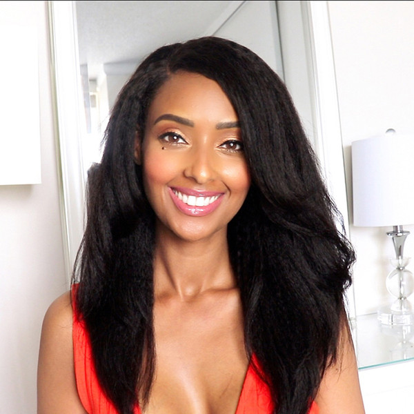 Yaki Straight U Part Human Wigs Virgin Hair Peruvian Upart Wigs Glueless Light Yaki Straight U Part wigs For Black Women