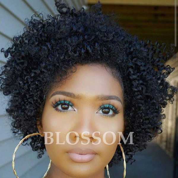 2017 New Arrival Afro Kinky Curly Brazilian Human Hair None Lace Wigs For Black Women Natural Black