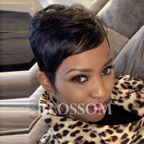 New style fluffy black short hair human hair wig Short Brazilian Bob pixie Cut Wigs suitable for all kinds of people