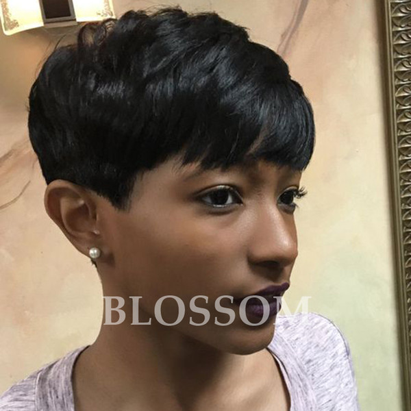 Cut Human Hair wigs pixie half hairstyles full lace/lace front wigs short hair Brazilian 100 virgin human hair wigs for black women