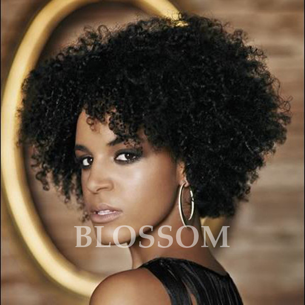 Human Hair Wigs For Black Women Peruvian Afro Kinky Curly Lace Front Wigs With Baby Hair 8inch Black Color None Lace Wig