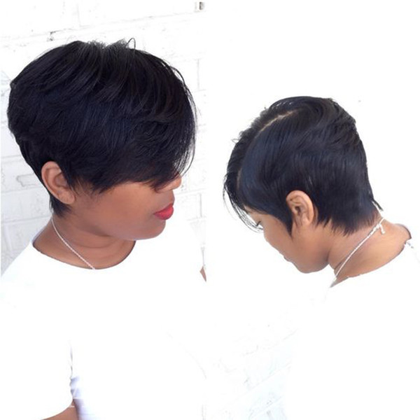 Straight Short Bob Wigs Peruvian Remy Hair Lace Front Human Hair Wig African American For Women Natural Color