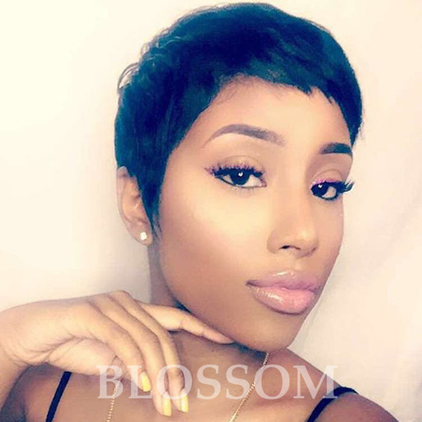 Full Lace Front Bob Human hair Wig with Baby Hair Short None Full Lace Pixie Cut Short Human Hair Wigs For Black Women