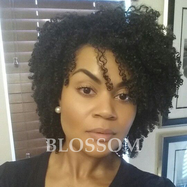 Short Kinky Curly Human Hair Wigs 100% Human Hair Wig Natural Looking Short Afro Kinky Curly Wigs for Black Women Black