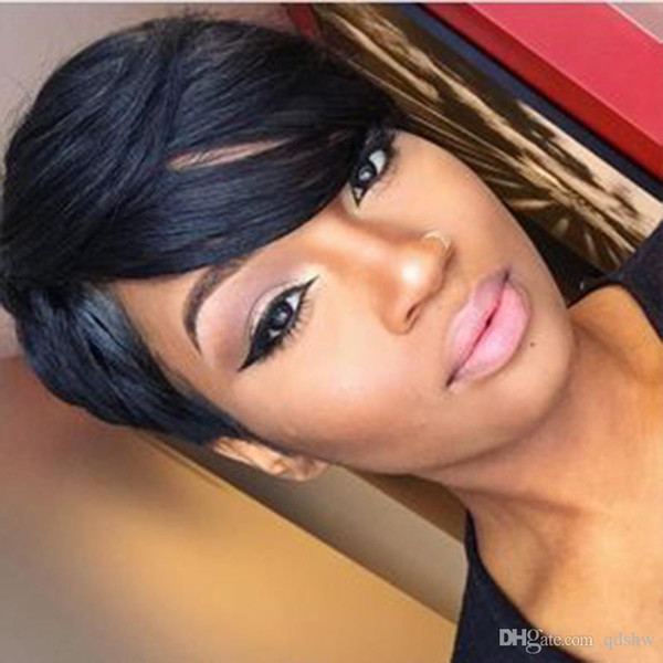 Short Cut Pixie Human Hair Wig Brazilian Hair Glueless None Lace Front Human Hair Pixie Short Bob Wigs For Black Women