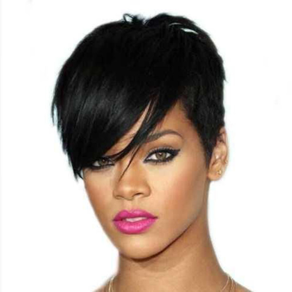 Short Pixie Wigs For Black Women Glueless Brazilian Virgin Bob Hairstyles Pixie Cut Human Hair Wig None Lacefront Capless wig