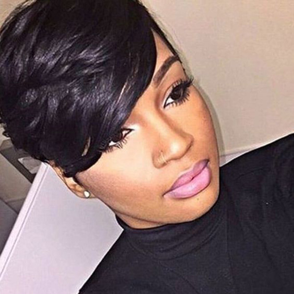 Wigs For Black Women Pixie Cut Short Brazilian Human Hair Wig Natural Straight Glueless Short Pixie Cut Wigs Side Part