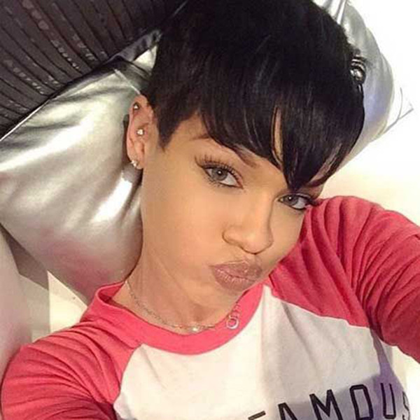 Pixie Lace Front Wigs With Bangs None Lace Capless Cap Brazilian Glueles Human Hair Short Pixie Cut Wig For Women