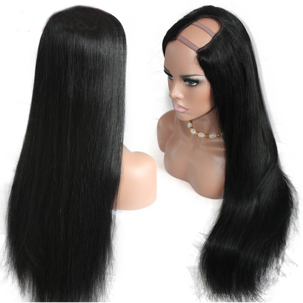 Brazilian U Part Human Hair Wigs For Women Remy Silky Straight Upart Virgin Brazilian Hair Glueless Upart Wig Side Part