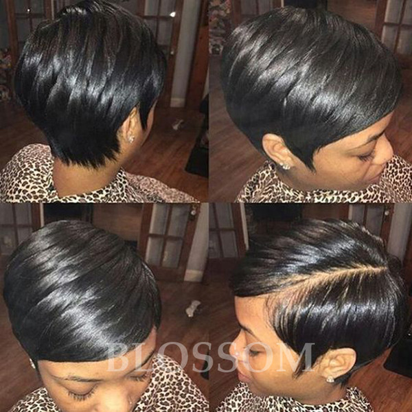 Pixie cut short full lace wig brazilian glueless full lace human cut hair wigs with baby hair short wigs for black women