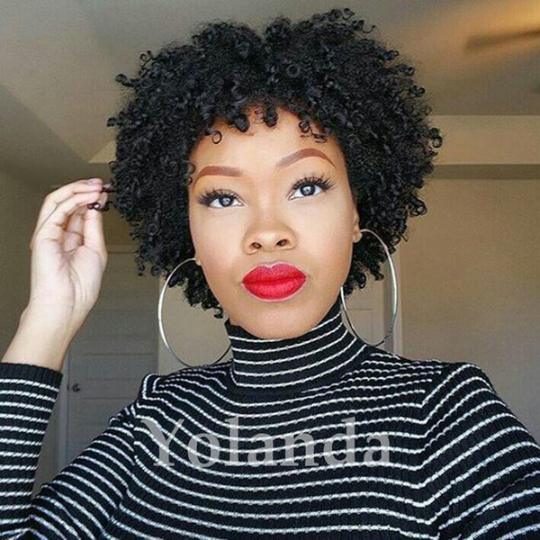 Human Hair Wigs For Black Women Peruvian Afro Kinky Curly Lace Front Wigs With Baby Hair