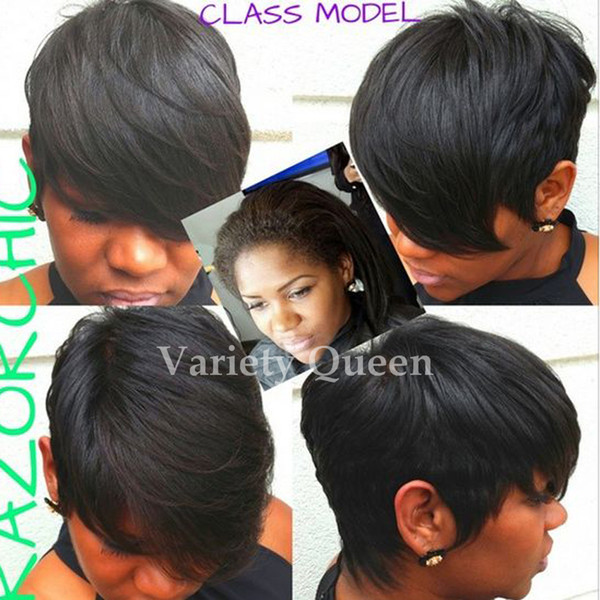 Short Cut Human Hair Wig Brazilian Hair Short bob wigs For Black Women Lace Wigs With Bangs Human Hair Pixie Wigs