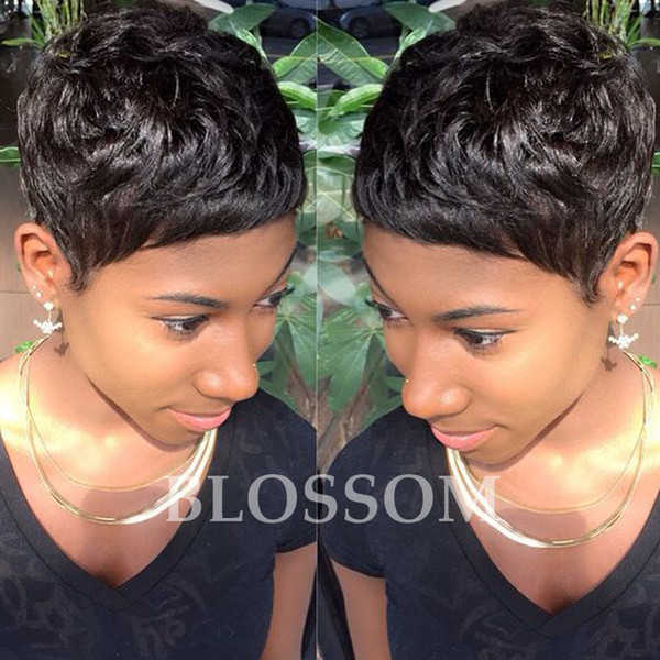 New Sale 130% density none full lace wig Glueless Brazilian virgin Human Natural Hair Short Wigs For Black Women