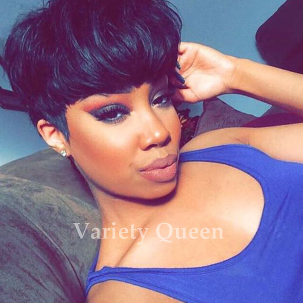 New Arrival Cheap African American Short Wigs for Black Women Short Human Hair Cut short hair style full Wig free shipping