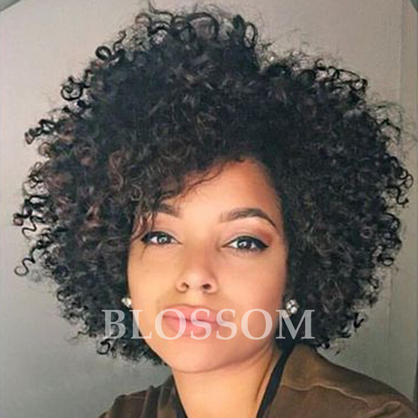 Cheap Human Hair Wigs Afro Kinky Curly Brazilian Hair Natural Black Human Hair None Lace Glueless Wigs For Black Women Wigs