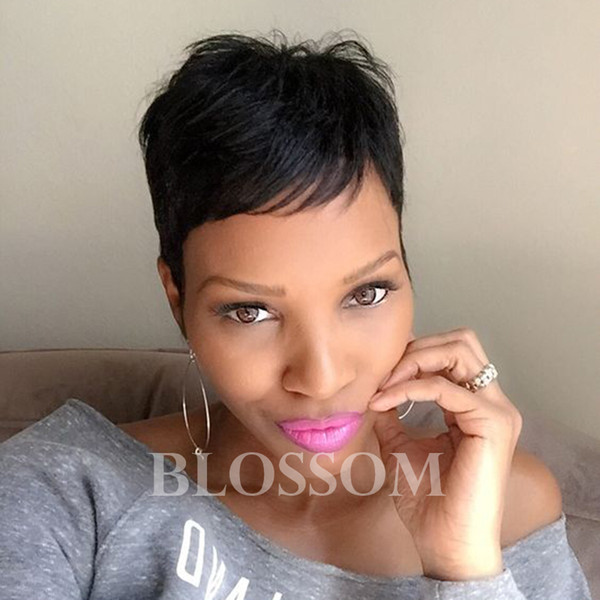 Short Pixie Human Hair Wigs Brazilian Short Lace Front Human Hair Wigs For Black Women machine made wigs