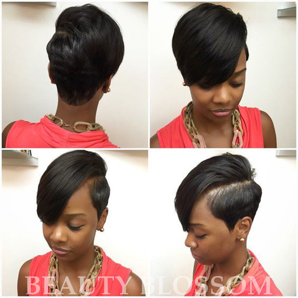 Short Human Pixie cut Side U Part little Lace Front Hair Wigs For Black Women Glueless Short Bob Capless Wig