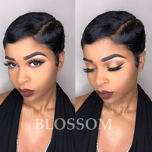 Wholesale Short Cut Bob Full Lace Human Natural Hair Wig With Side Part Short Straight None Lace Wig