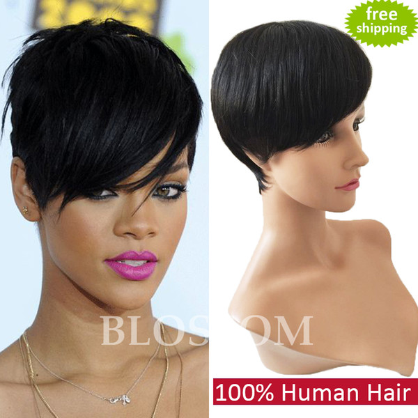 Human short hair wigs cut pixie full lace lace front virgin 100 Brazilian hair wigs straight none lace wig for black women