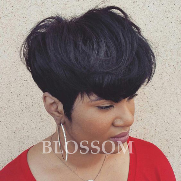 Glueless Full Lace Human Natural Hair Wigs Brazilian Virgin Cut Hair Short Lace Front Human Cut Hair Wigs for Black Women