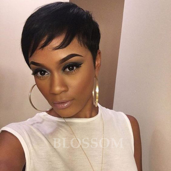 Cheap human Wig African American Short Wigs for Black Women Short Hair Cut short hair style full Wig for Women free shipping