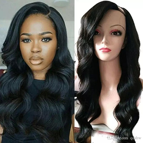 U Part Human Hair Wigs For Black Women Preplucked Glueless Peruvian Virgin Unprocessed Hair Body Wave Upart Wig Side Part