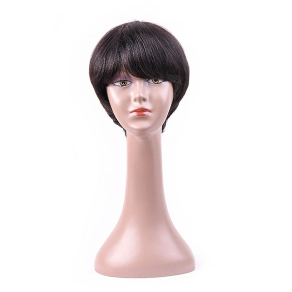 Human Hair Pixie Cut Wigs Brazilian Short Human Hair Wigs With Bangs Non-Remy Natural Wave For Women